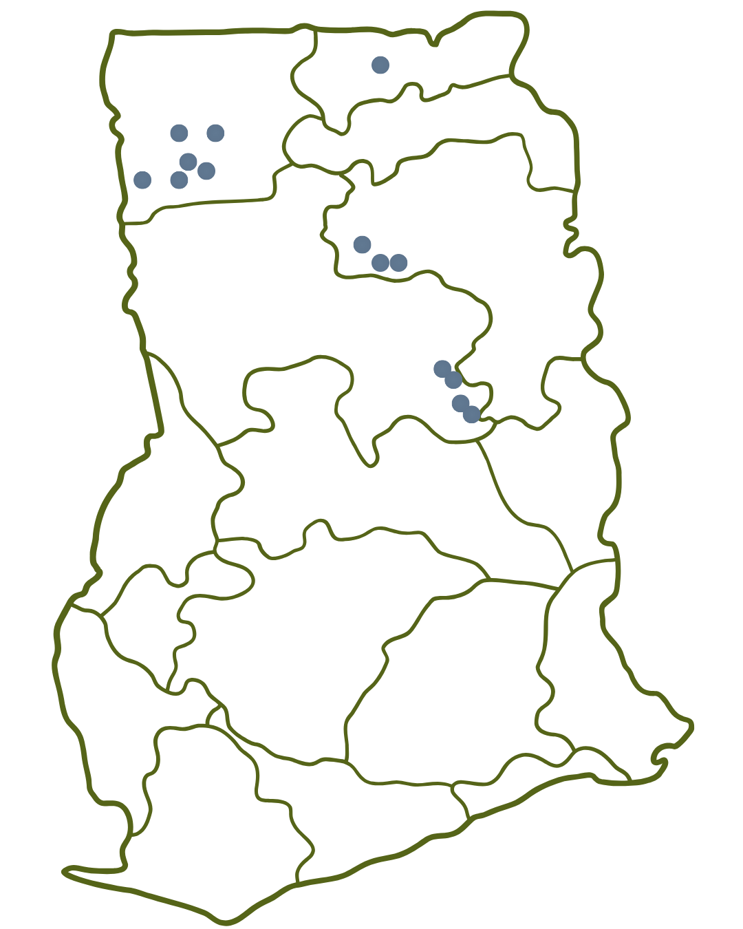 ghana map with dots